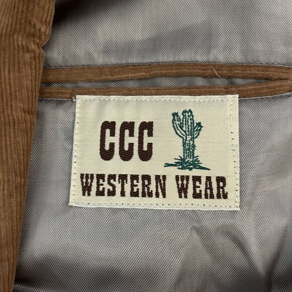 CCC Western Wear  Tan Corduroy Suede Elbow Patches Sports Coat Size 50L - Picture 4 of 10